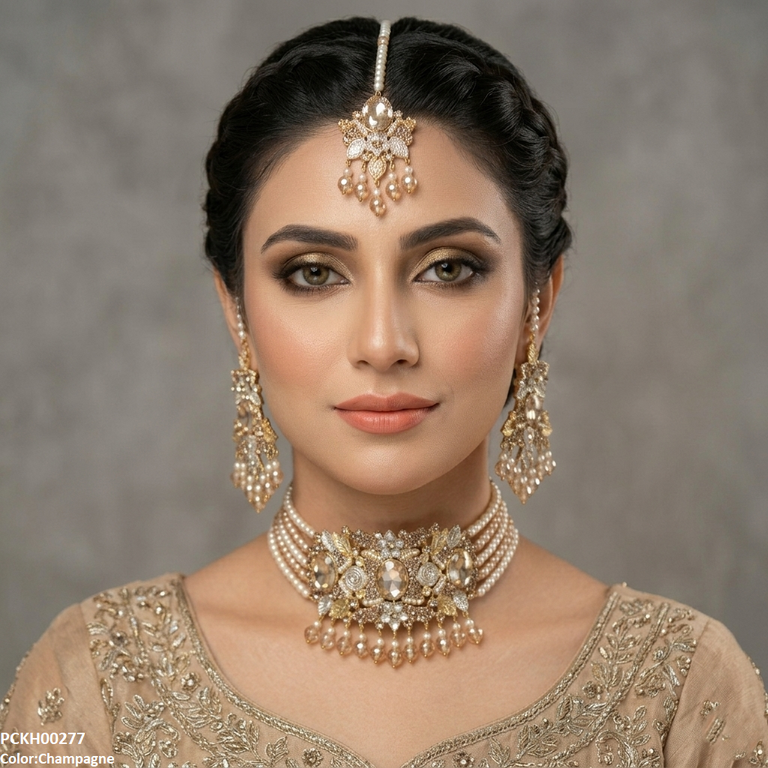 Oval Pearl Drop Choker Set