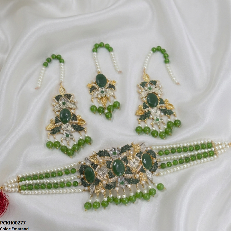 Oval Pearl Drop Choker Set