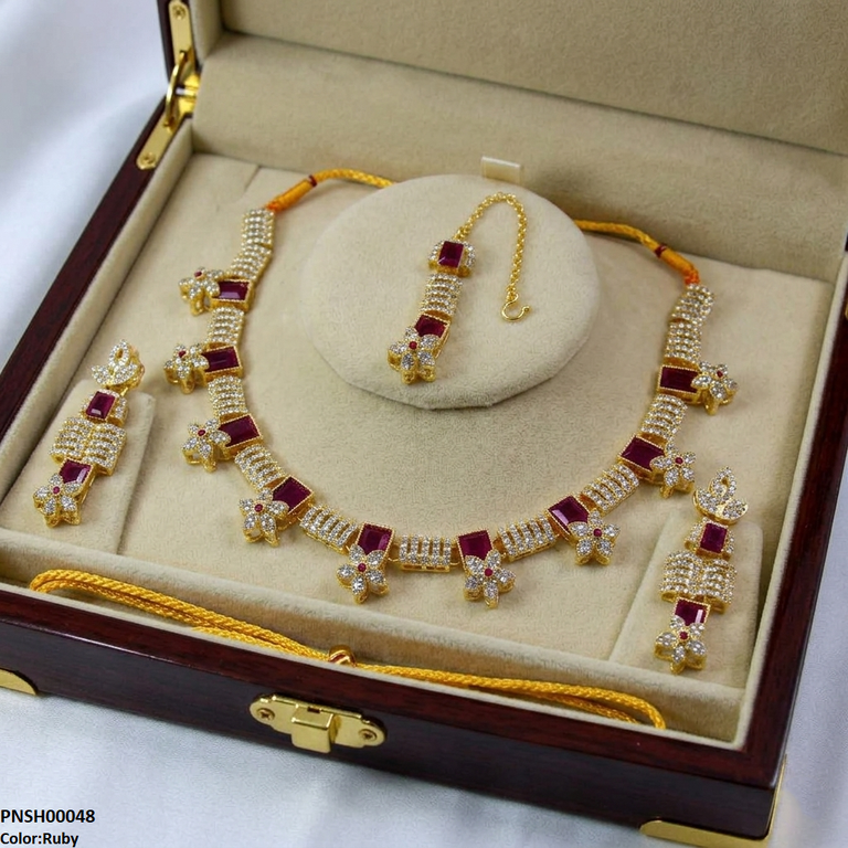 Square Flower Necklace Set