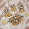 Round Flower Pearl Drop Choker Set