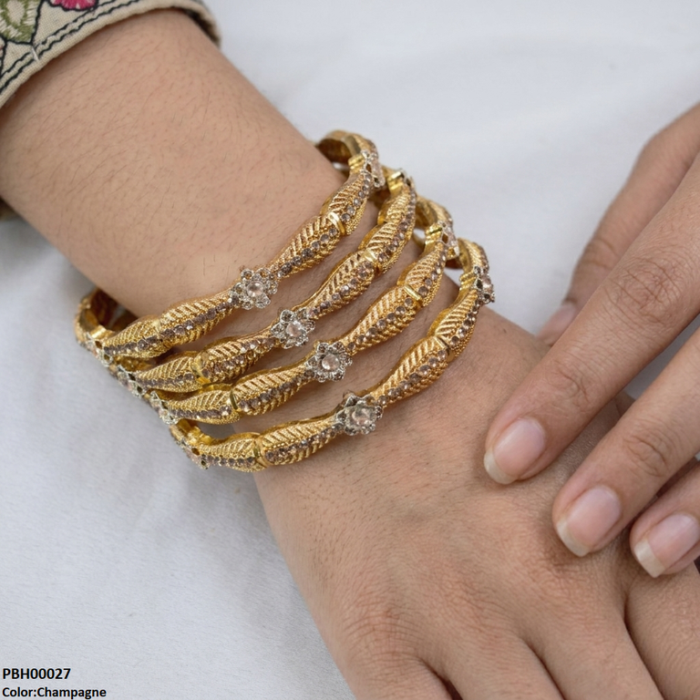 Flower Stone 4 Pcs Of Bangles Set