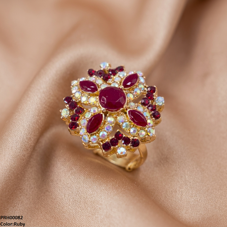 Marquise Flower Ring Adjustable