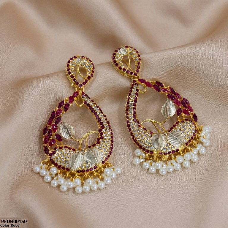 Tear Leaf Pearl Drop Earrings