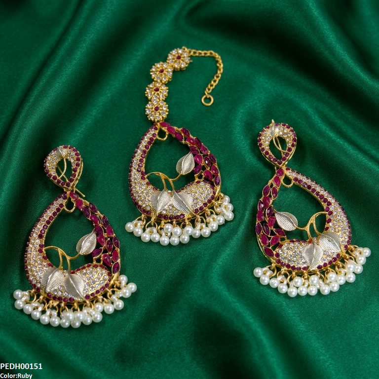 Tear Leaf Jhumki Drop Earrings