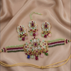 Rectangle Flower Pearl Drop Choker Set