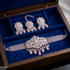 Rectangle Flower Pearl Drop Choker Set