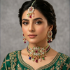 Rectangle Flower Pearl Drop Choker Set