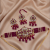 Rectangle Flower Pearl Drop Choker Set