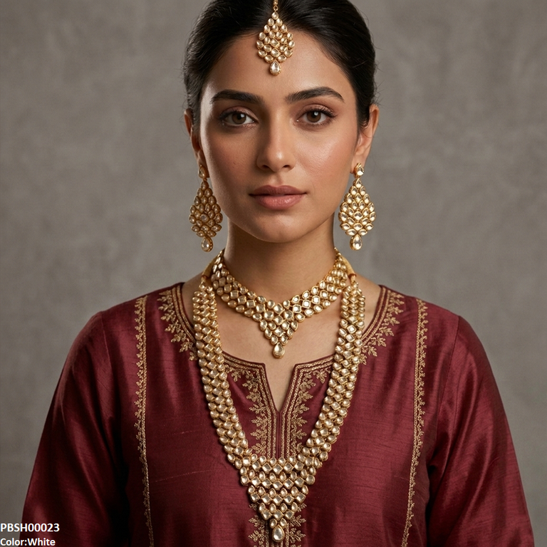 Square Tear Drop Bridal Necklace Set