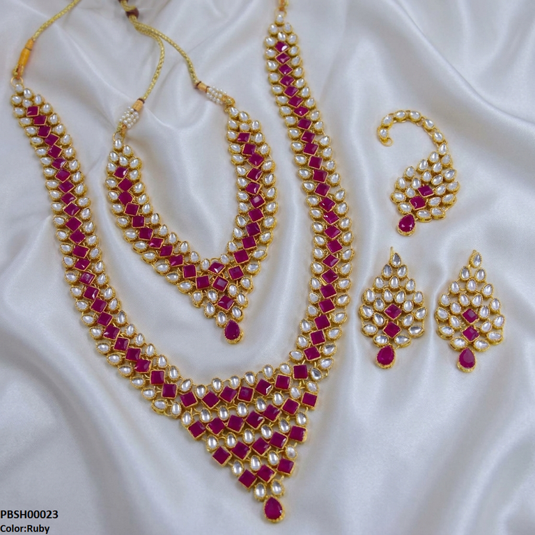 Square Tear Drop Bridal Necklace Set