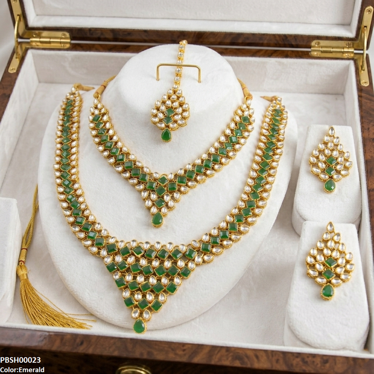 Square Tear Drop Bridal Necklace Set