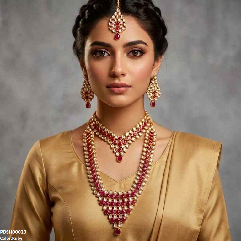 Square Tear Drop Bridal Necklace Set
