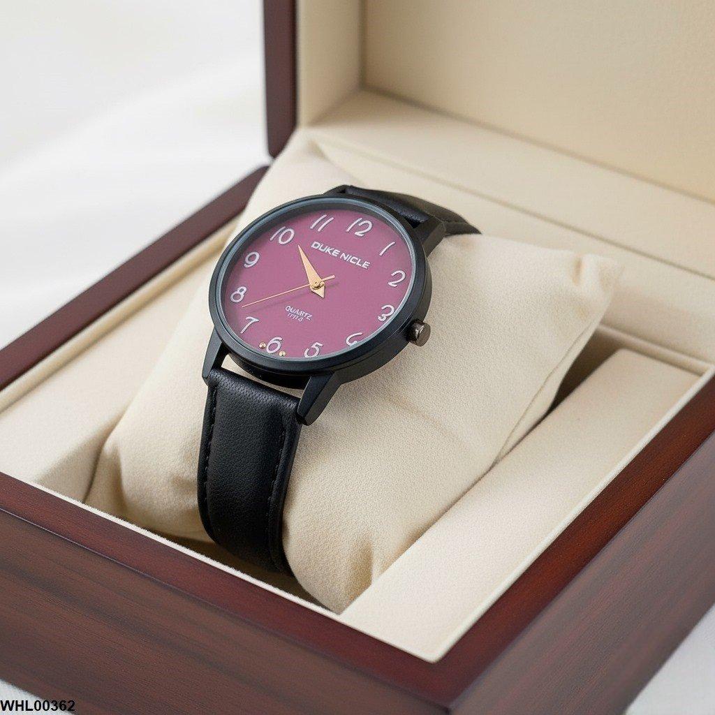 Round Maroon Dial Women's Watch