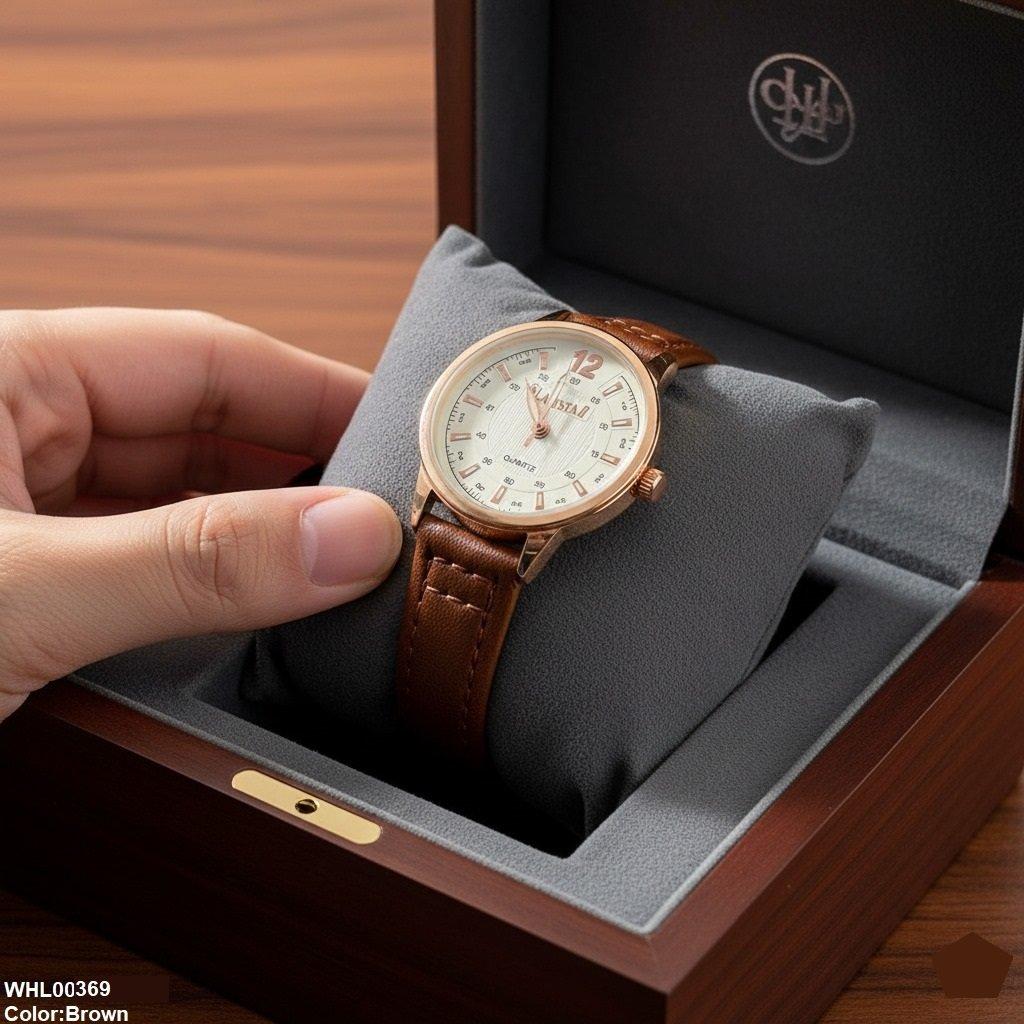 Round Luxe Leather Women's Watch