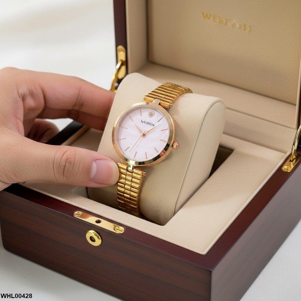 Round Heart Stone Dial Women's Watch