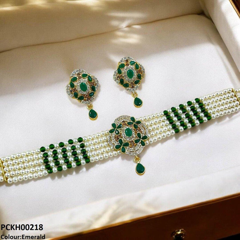 Flower Tear Drop Choker Set