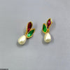 Double Leaf Pearl Drop Earrings