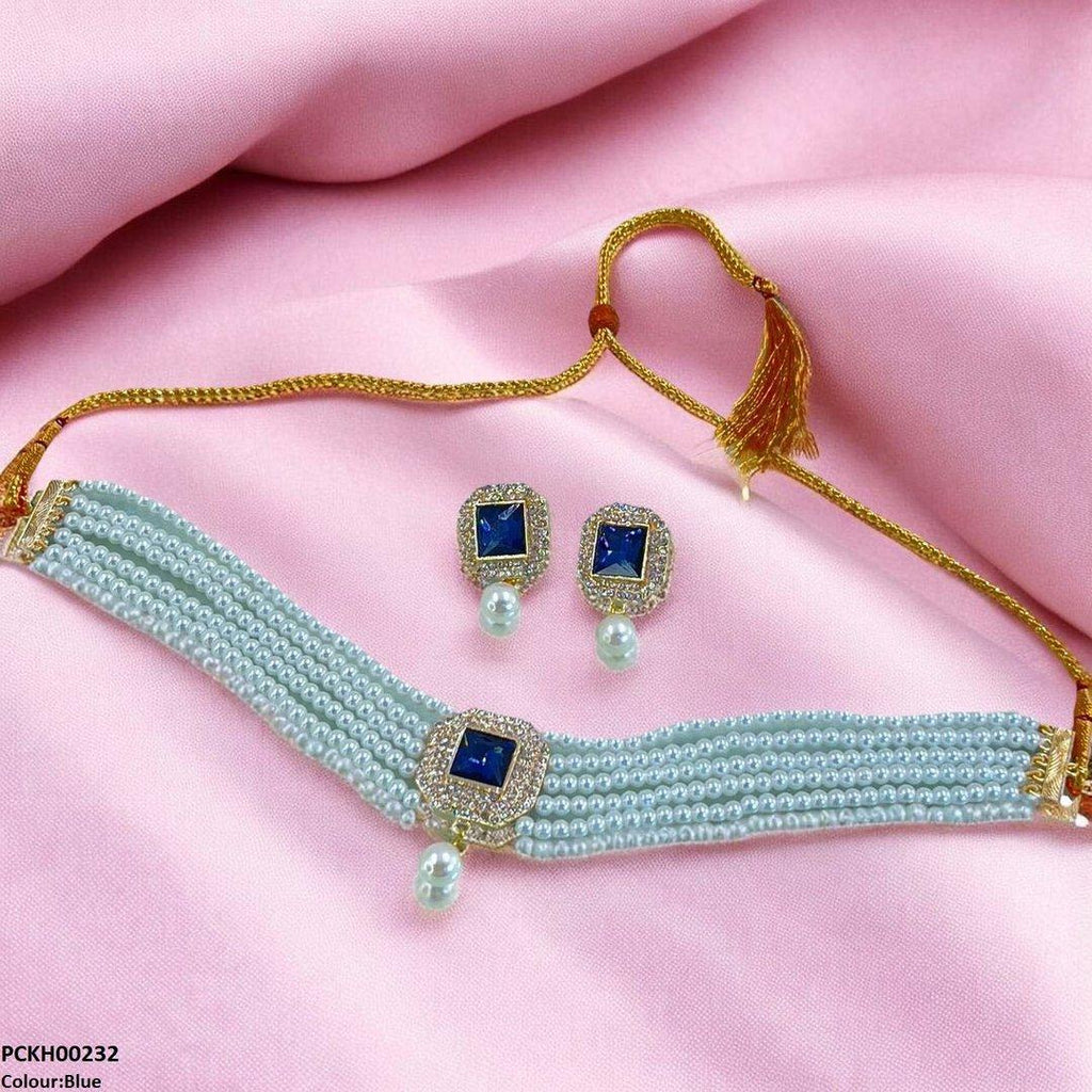 Square Pearl Drop Choker Set