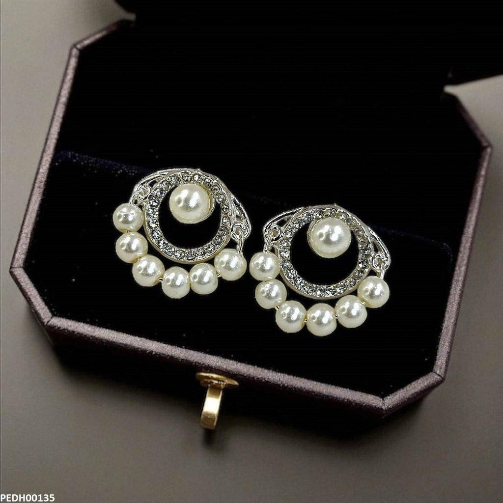 Round Pearl Drop Earrings