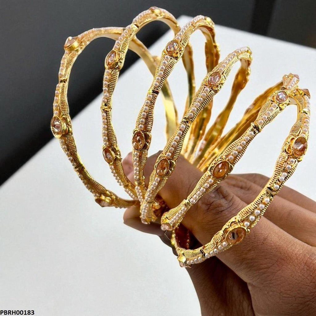Oval/Pearl Bangles 6 Pcs Set
