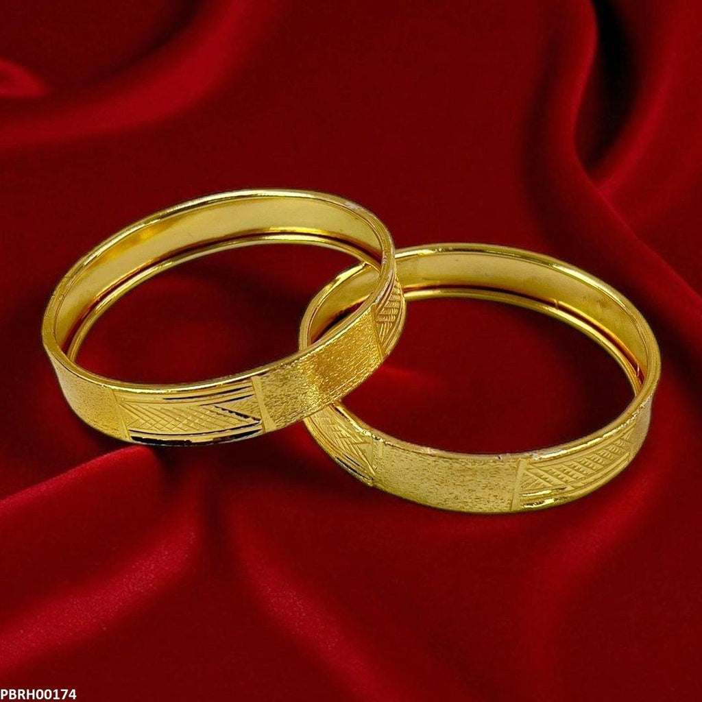 Textured Flat Bangles 2 Pcs Set