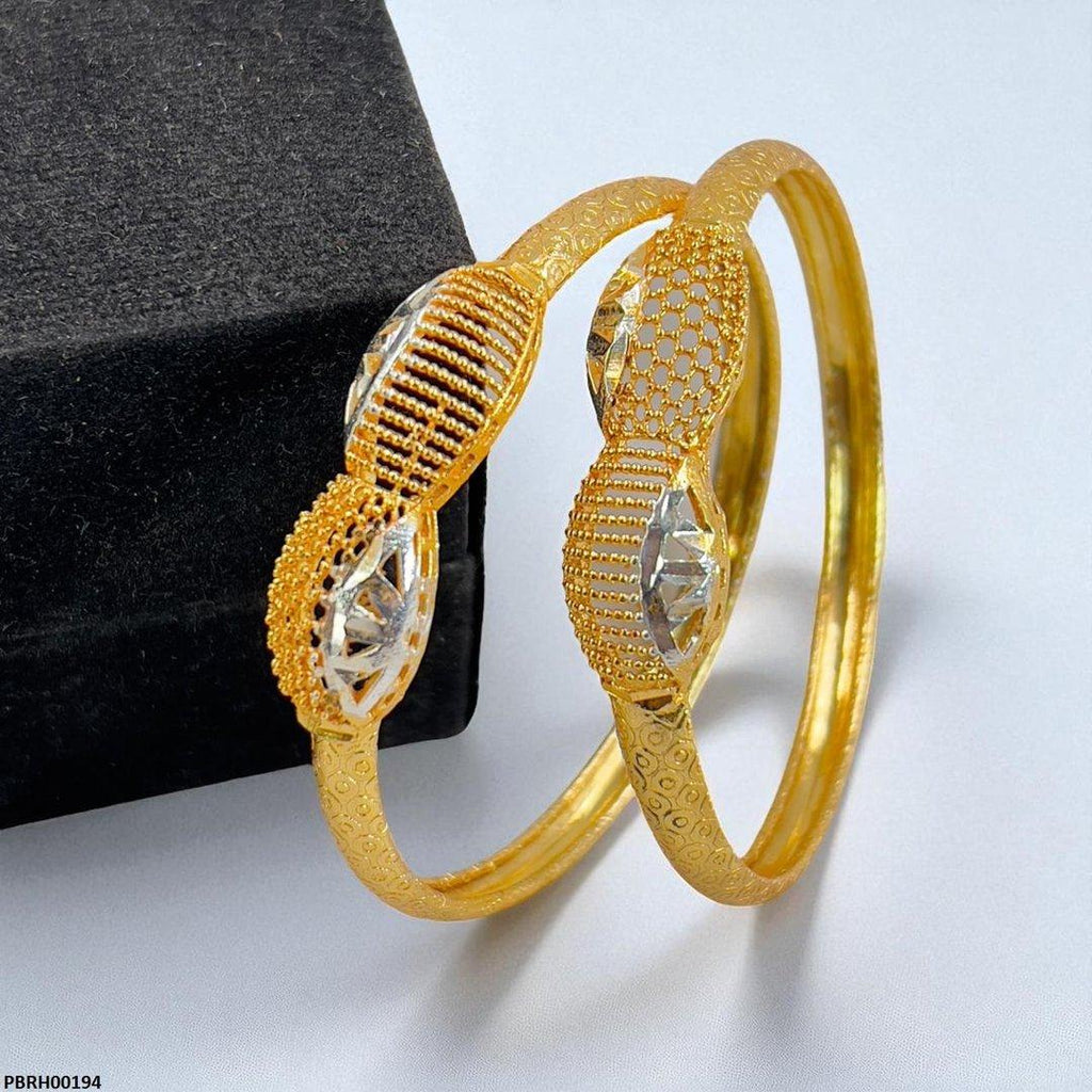 Two-Tone Filigree Bangles 2 Pcs Set