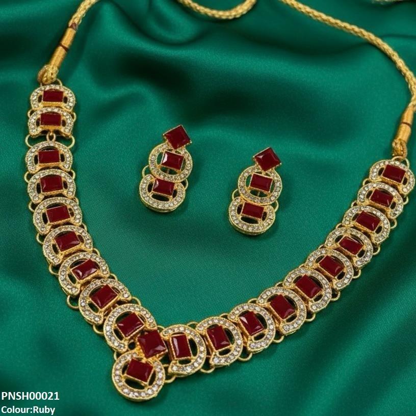 Rectangle Round Necklace Set