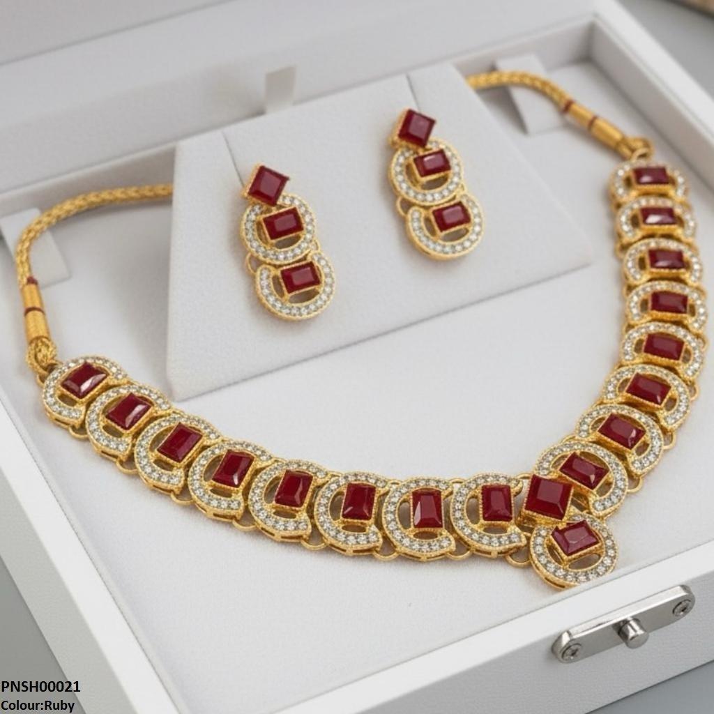 Rectangle Round Necklace Set