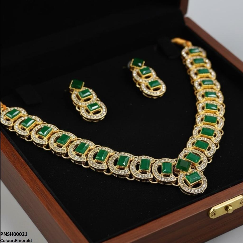 Rectangle Round Necklace Set