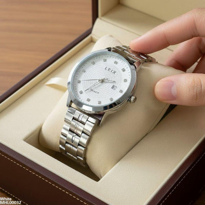 Square Stone Round Men's Watch