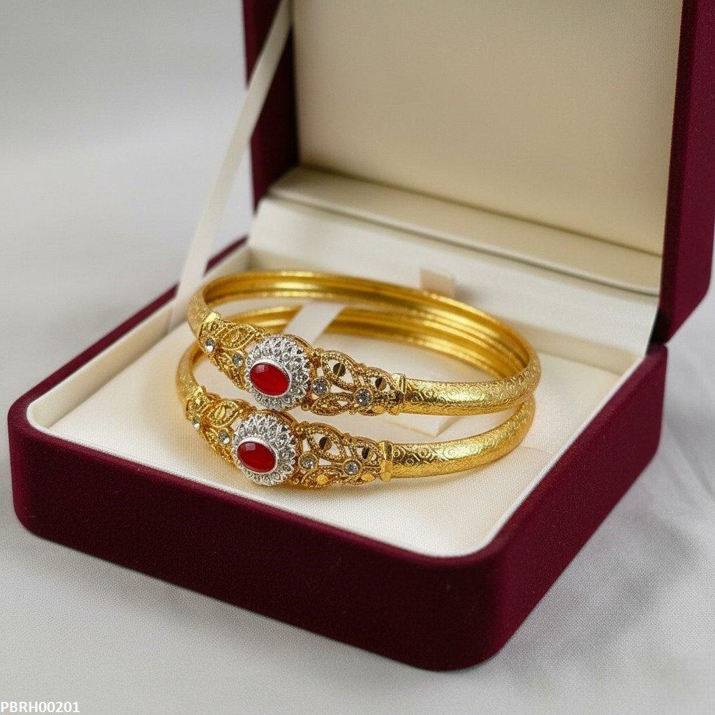 Oval Flower Bangle Set