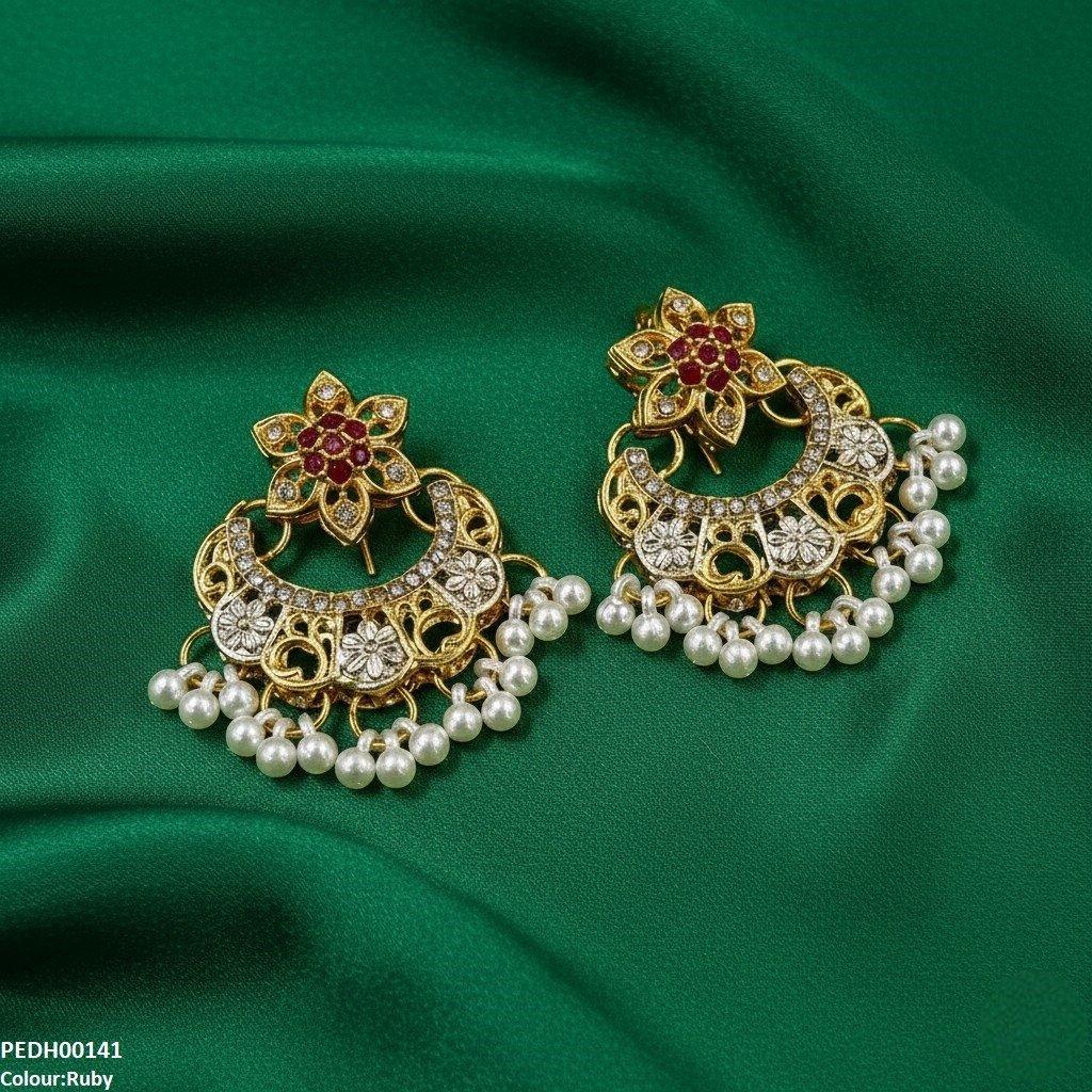 Moon Star Pearl Drop Earrings