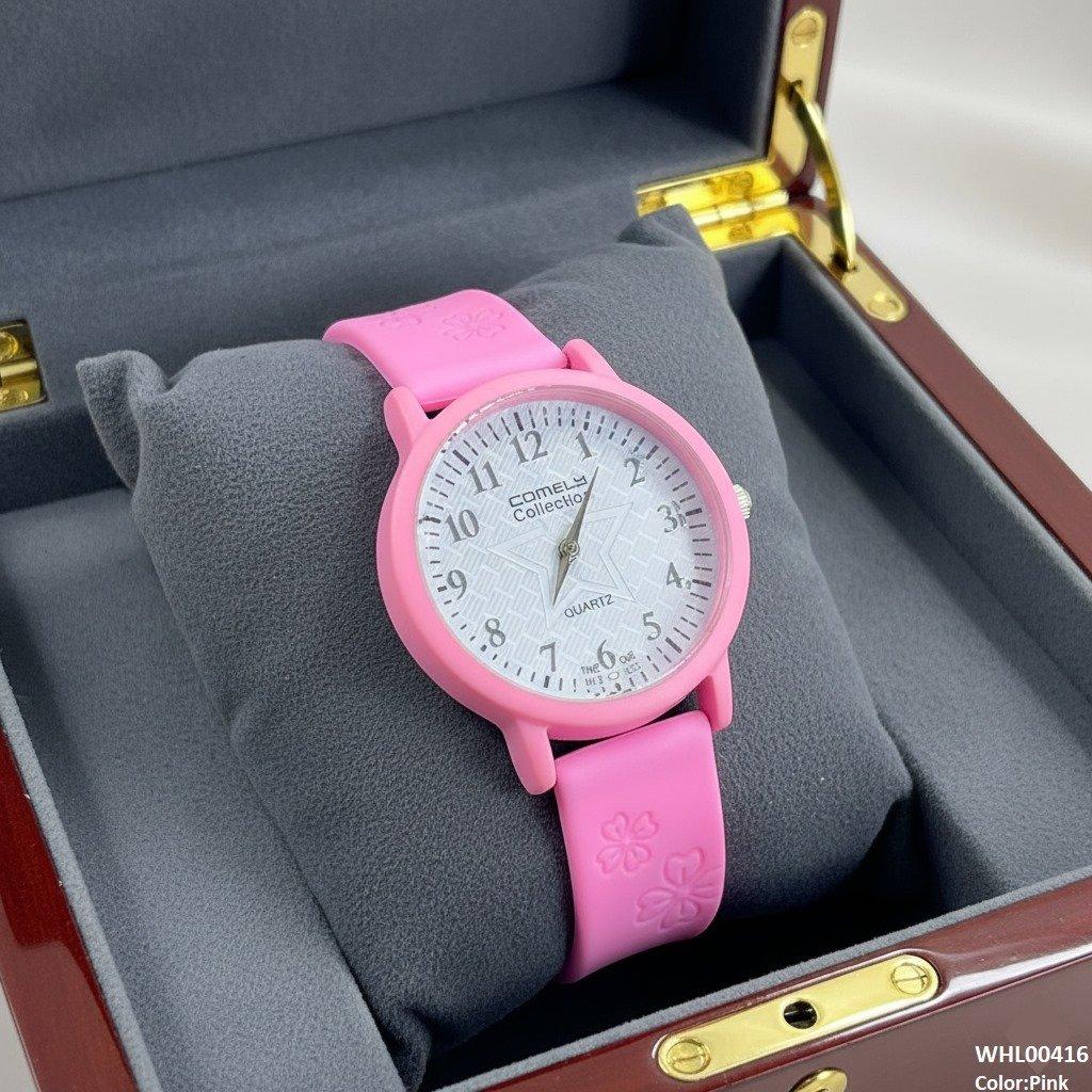 Star White Dial Rubber Strap Women's Watch