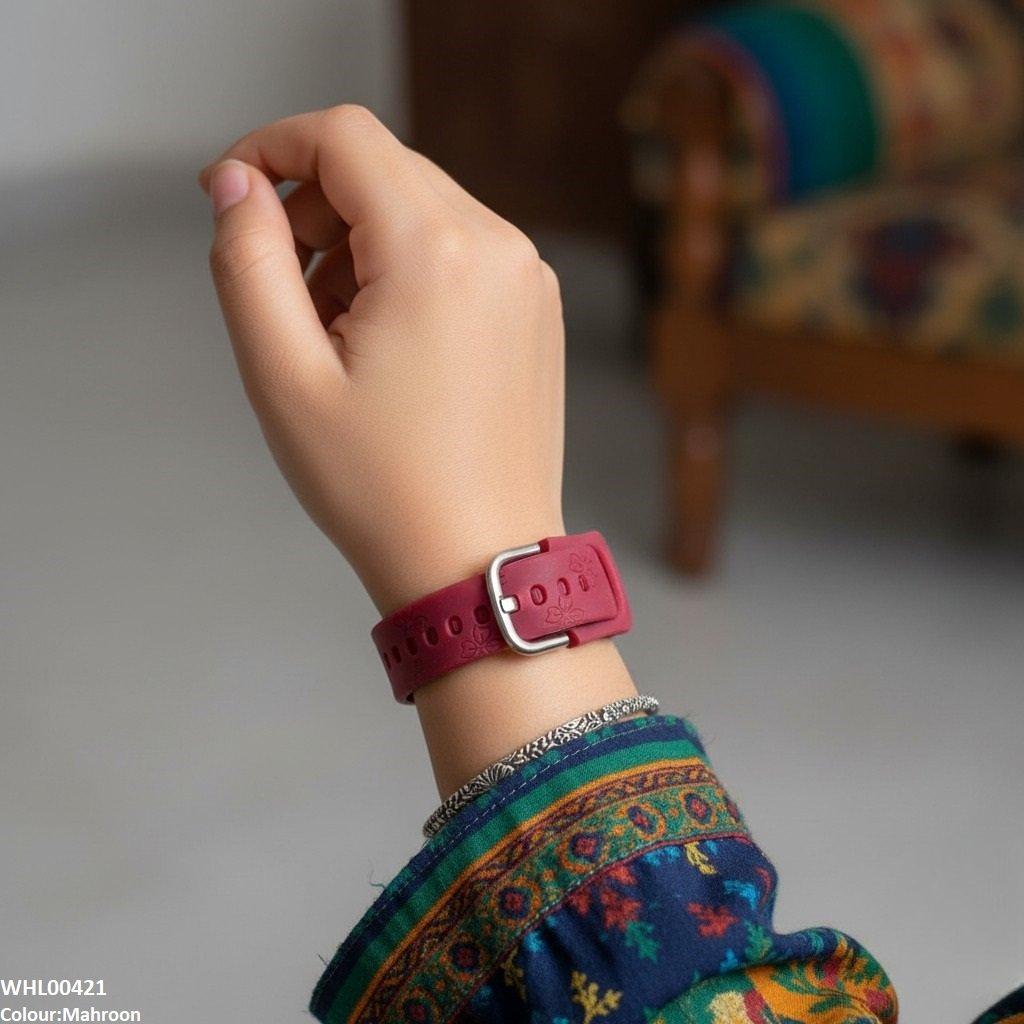 Stone Dial Rubber Strap Women's Watch
