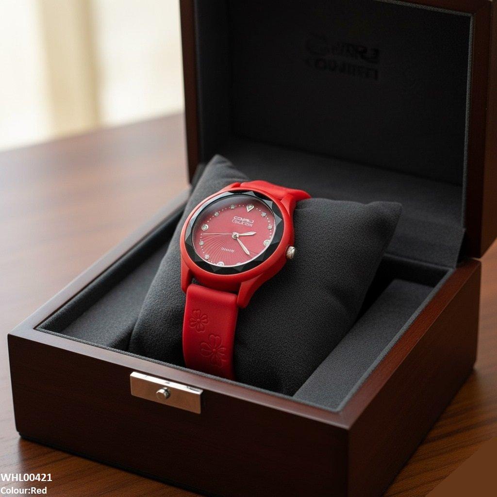 Stone Dial Rubber Strap Women's Watch