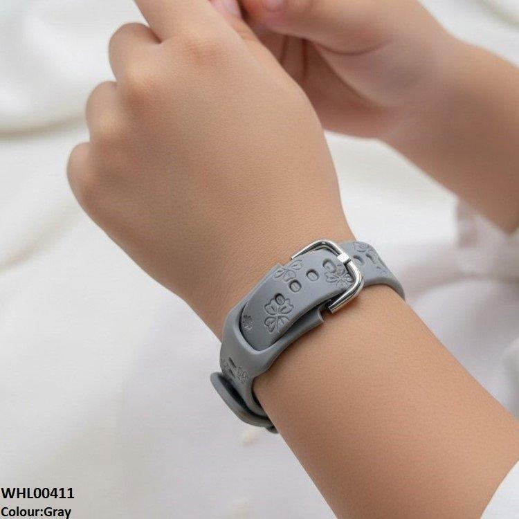Round Flower Dial Rubber Strap Women's Watch
