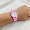 Round Flower Dial Rubber Strap Women's Watch