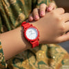 Round Leaf Dial Rubber Strap Women's Watch