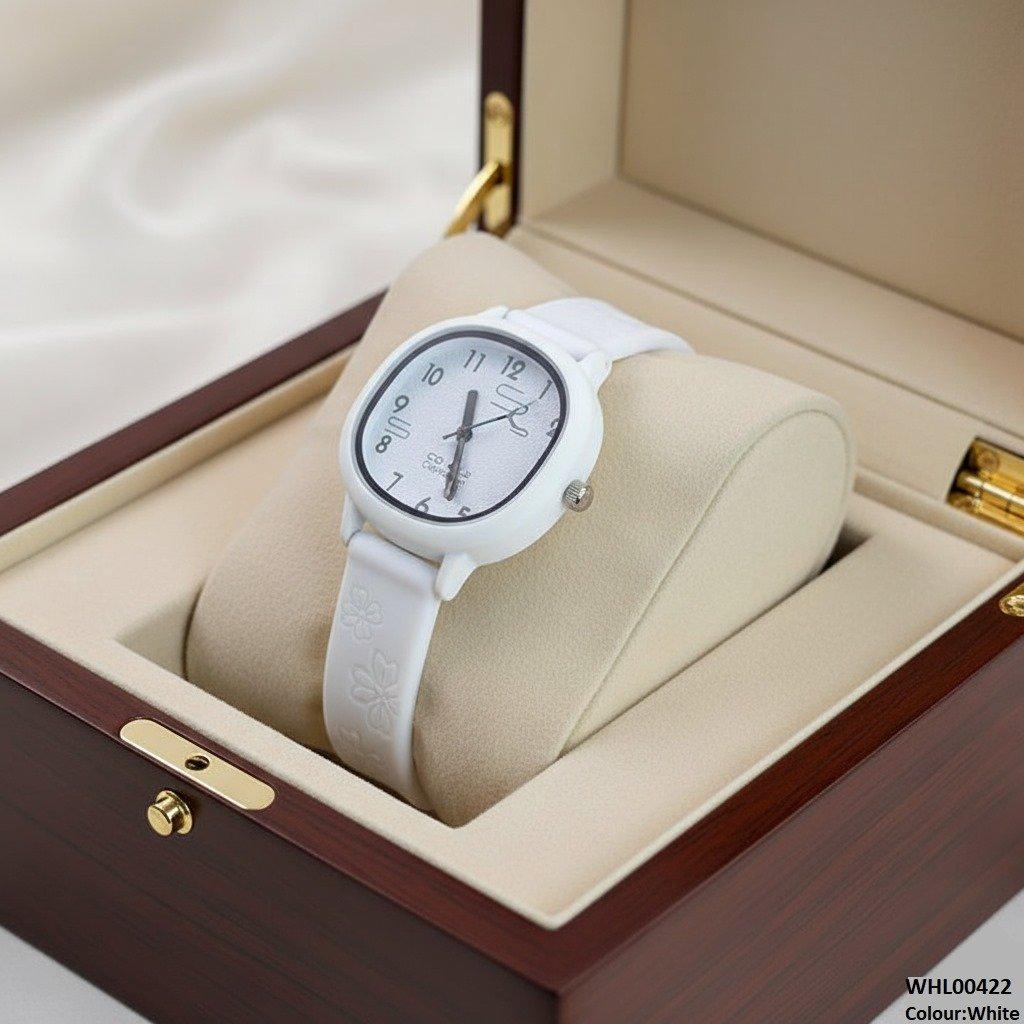 Round Flower Rubber Strap Women's Watch