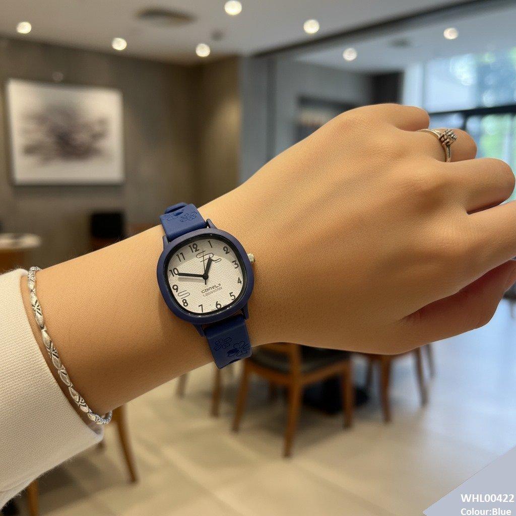 Round Flower Rubber Strap Women's Watch