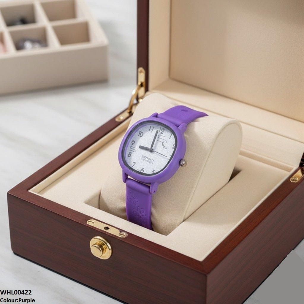 Round Flower Rubber Strap Women's Watch