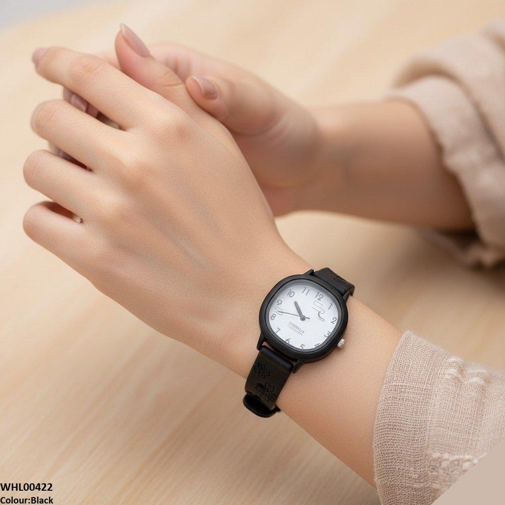 Round Flower Rubber Strap Women's Watch