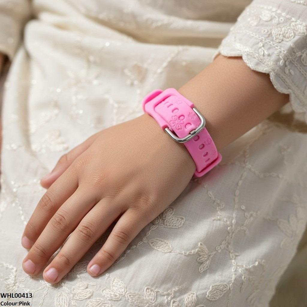 Round Flower Rubber Strap Women's Watch