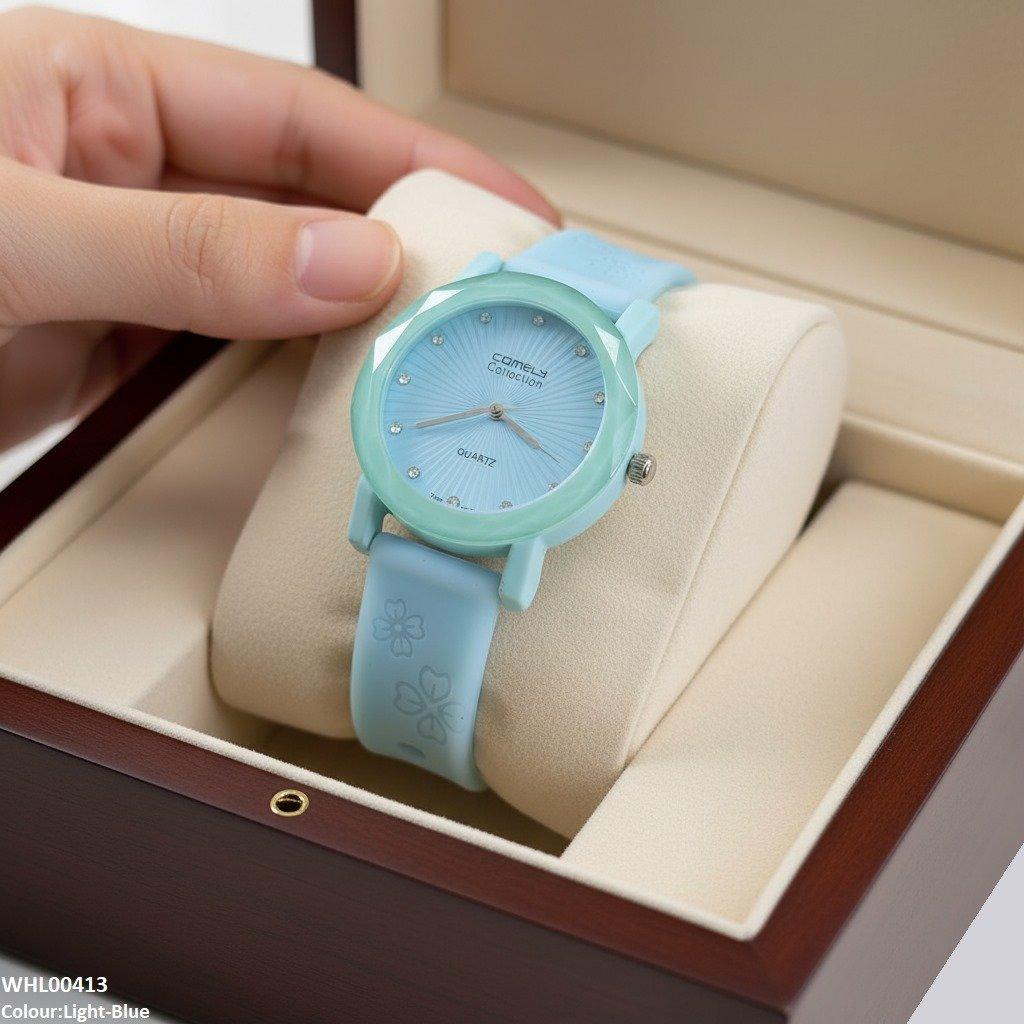 Round Flower Rubber Strap Women's Watch