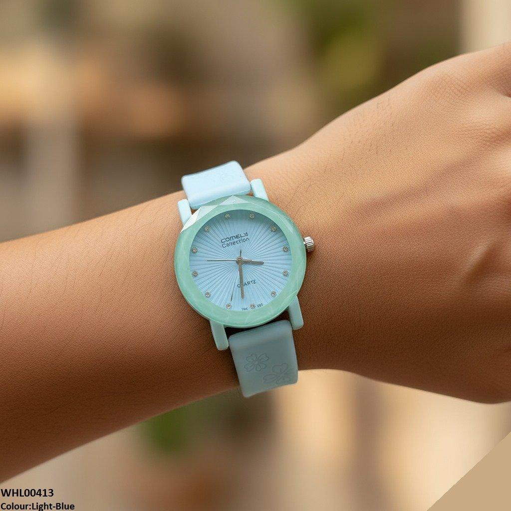 Round Flower Rubber Strap Women's Watch