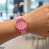 Round Leaf Dial Rubber Strap Women's Watch
