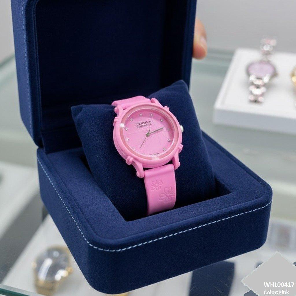 Round Leaf Dial Rubber Strap Women's Watch