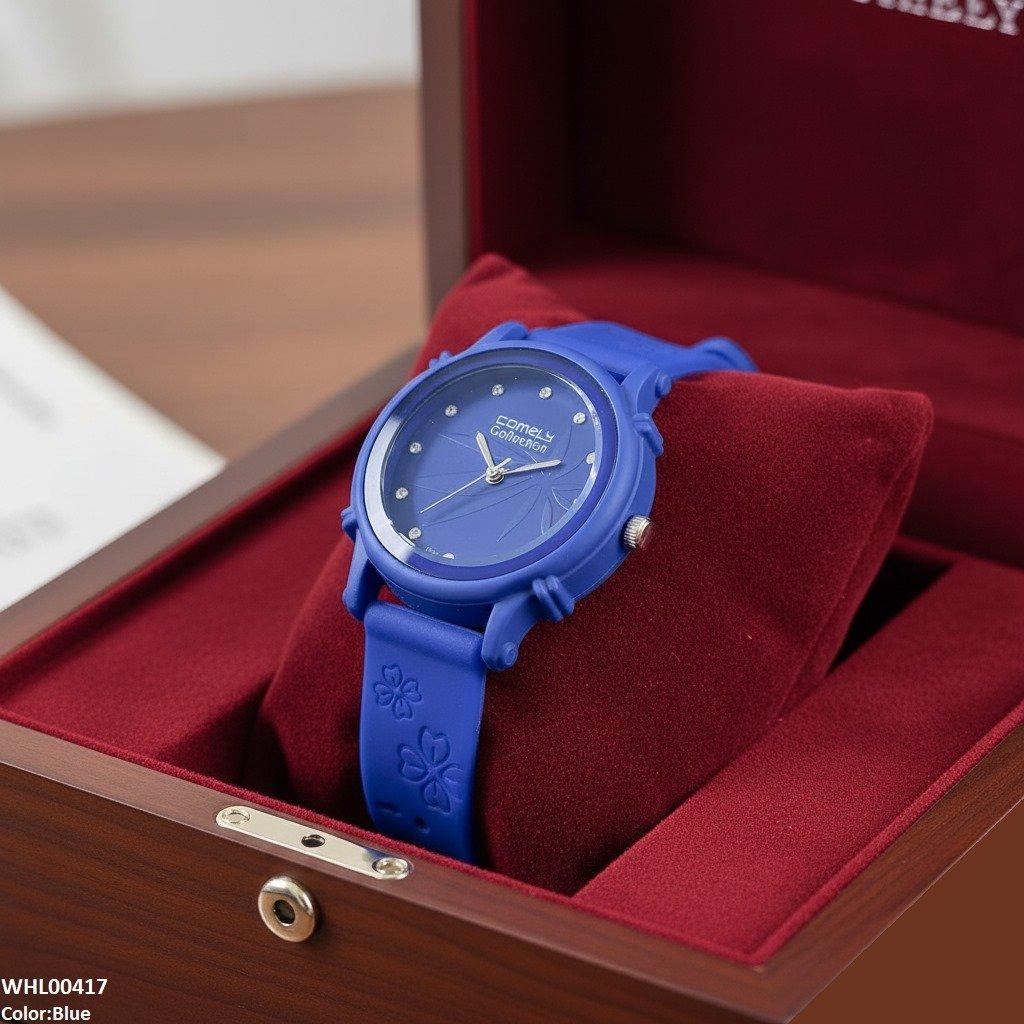 Round Leaf Dial Rubber Strap Women's Watch