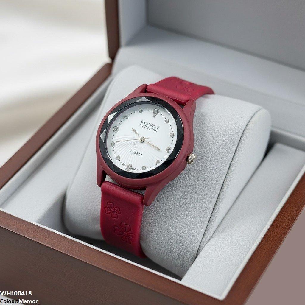 Flower Rubber Strap Women's Watch