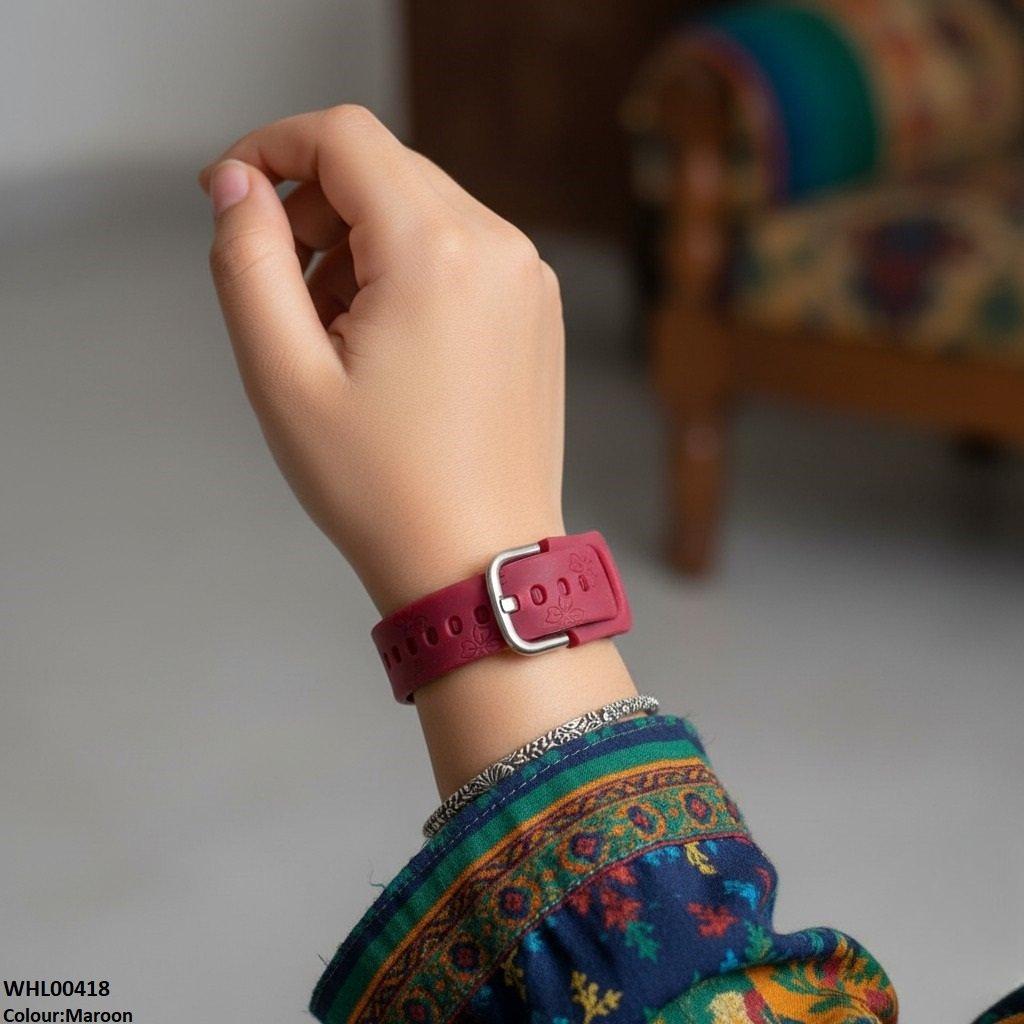 Flower Rubber Strap Women's Watch